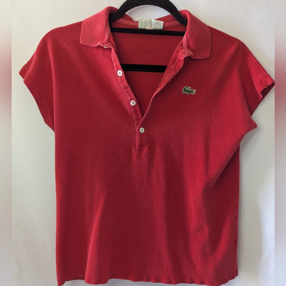 Vintage 1980s Lacoste Red Polo Shirt Made In France Small